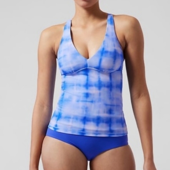 NWT Athleta | Plunge Tankini Swim Top in Bali Blue Size Small - Picture 2 of 8